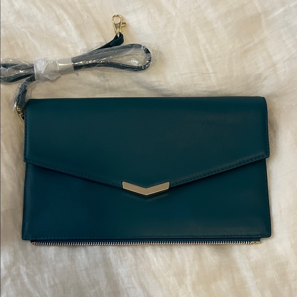 Elegant Teal Leather Clutch Bag